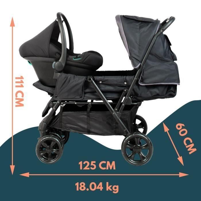 Cochecito Doble BAMBISOL - Totalmente equipado - Protector de lluvia incluido - Fácil plegado 5 Cochecito Doble BAMBISOL - Totalmente equipado - Protector de lluvia incluido - Fácil plegado 5