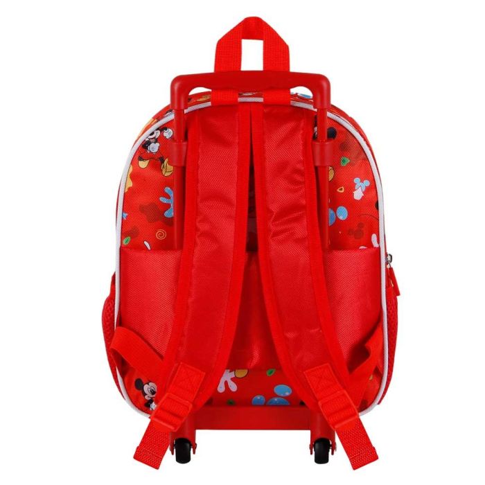 Disney Mickey Mouse Mochila 3D con Ruedas Pequeña Twirl Rojo - Infantil con relieve frontal y bolsillos laterales 2