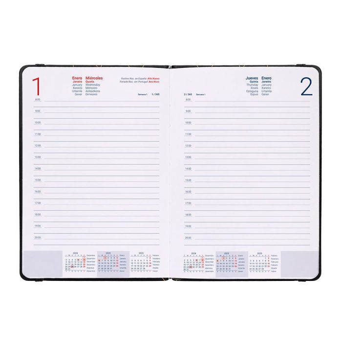 Agenda Encuadernada Liderpapel Efira A5 2025 Dia Pagina Color Negro Papel 70 gr 6