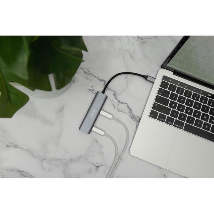 DIGITUS USB-C-Hub 4-Port 3.1->4xC3.1 integr. Kabel silber 1 DIGITUS USB-C-Hub 4-Port 3.1->4xC3.1 integr. Kabel silber 1