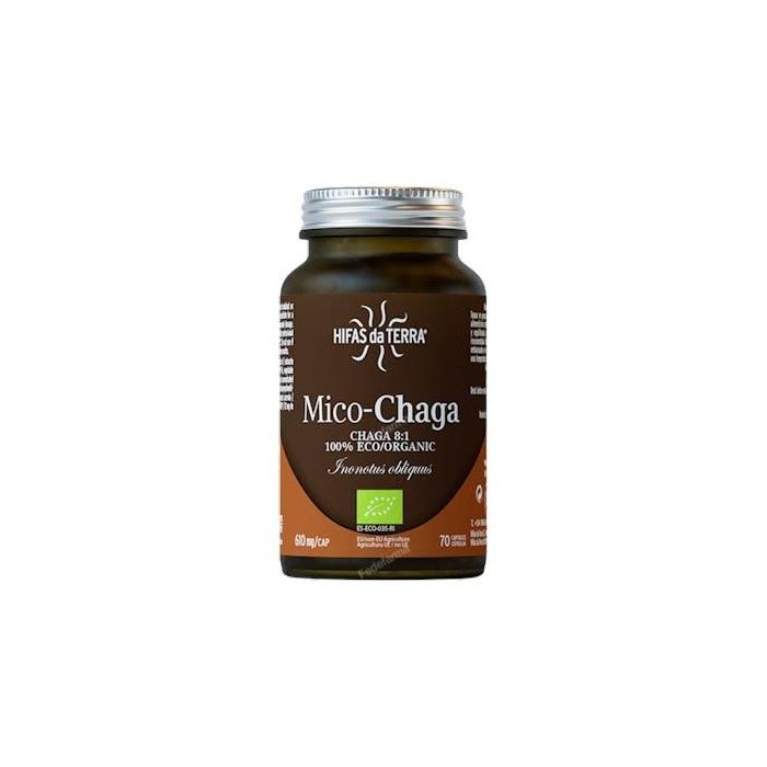 Hifas da Terra Mico Chaga + Vitamina C 70 Cápsulas con Extracto Ecológico de Chaga y Acerola, Apto Veganos, Celíacos
