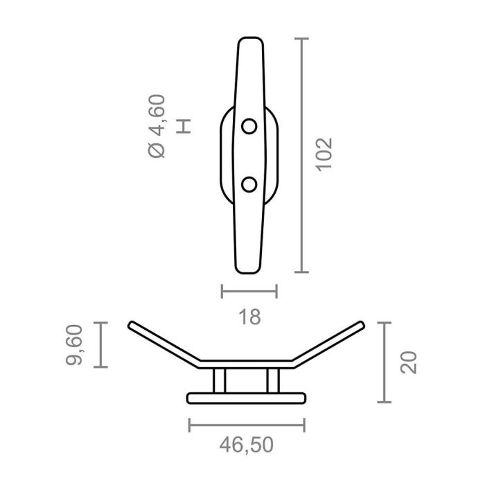 Blister de 1 polea cornamusa toldo tld15 102mm 92572 micel 2