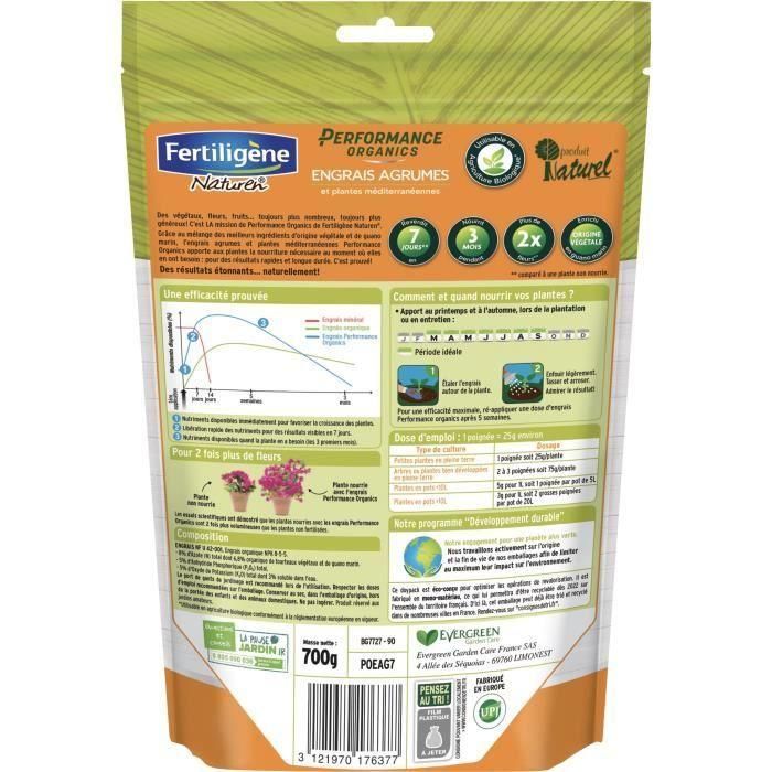 Fertiligene Fertilizante Orgánico Alto Rendimiento para Cítricos y Plantas Mediterráneas - 700g 1