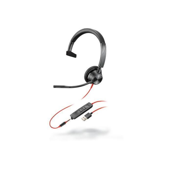 Poly Blackwire 3315, USB-A, Audio 3.5 mm, 20 Hz to 20 KHz, 94 dBSPL± 4 dB, 32 Ohm Poly Blackwire 3315, USB-A, Audio 3.5 mm, 20 Hz to 20 KHz, 94 dBSPL± 4 dB, 32 Ohm
