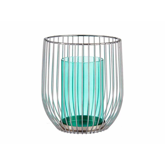 Base Vela Cristal Jaula Azul Metal Plata Giftdecor 15x17x15 cm (8 Unidades) 1 Base Vela Cristal Jaula Azul Metal Plata Giftdecor 15x17x15 cm (8 Unidades) 1