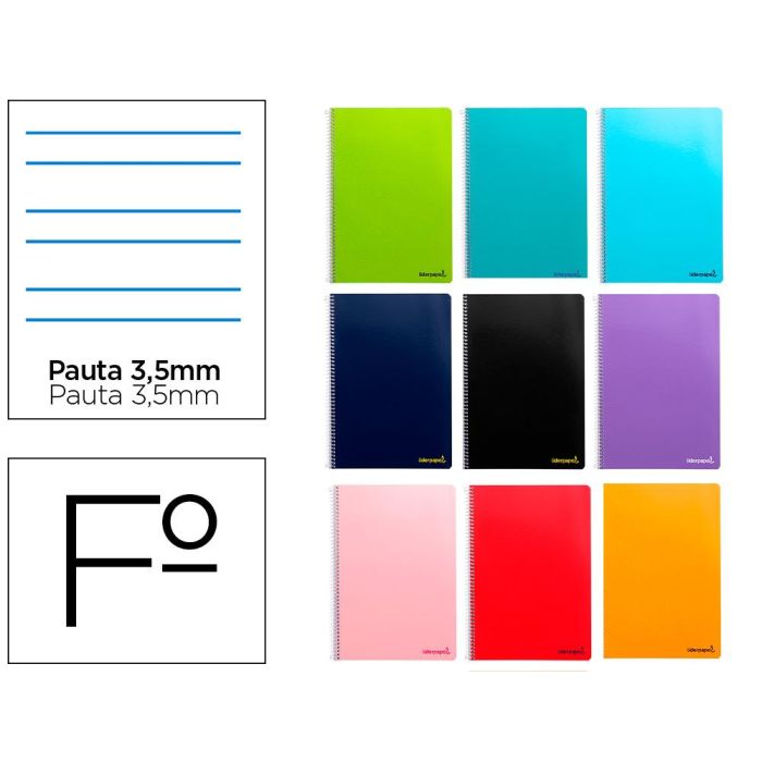 Cuaderno Espiral Liderpapel Folio Smart Tapa Blanda 80H 60 gr Pauta 3,5 mm Con Margen Colores Surtidos 10 unidades