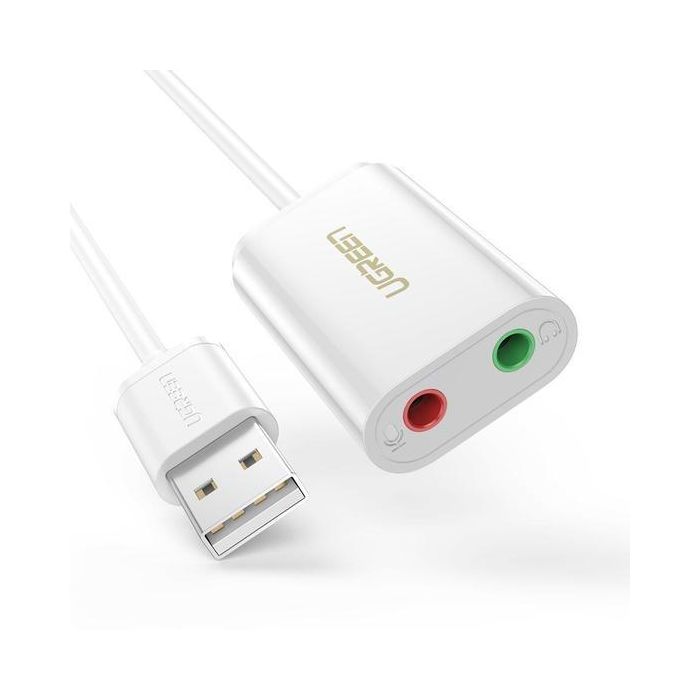 UGREEN Adaptador de Sonido Estéreo Externo USB-A a 3.5mm Blanco 15cm