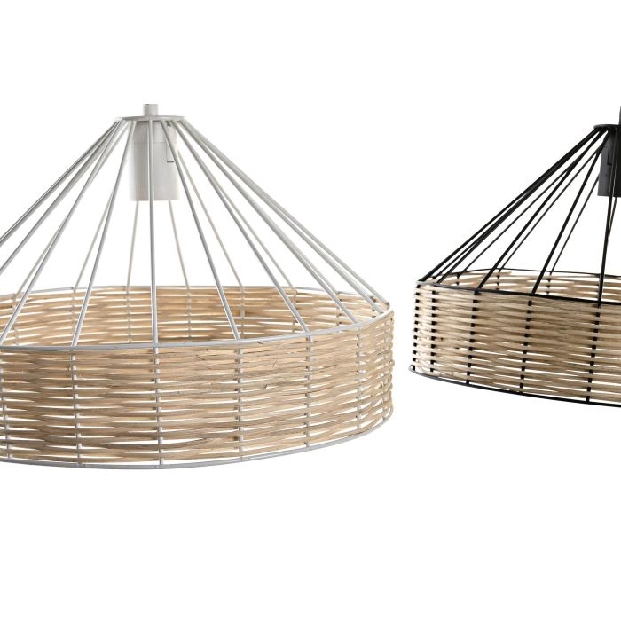 DKD Home Decor Lámpara de Techo Estilo Urban Negra y Blanca de Metal y Ratán para Bombilla E27 50W (2 Unidades) 35x35x22 cm 2 DKD Home Decor Lámpara de Techo Estilo Urban Negra y Blanca de Metal y Ratán para Bombilla E27 50W (2 Unidades) 35x35x22 cm 2