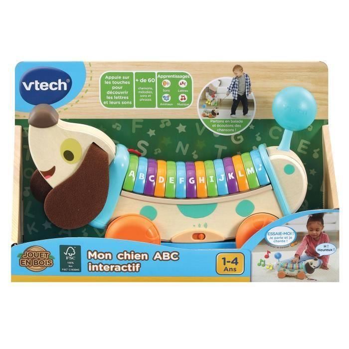 Vtech Baby Mi Perro ABC Interactivo Juguete de Madera FSC Piano Vintage para Aprender Abecedario y Motricidad Gruesa 2