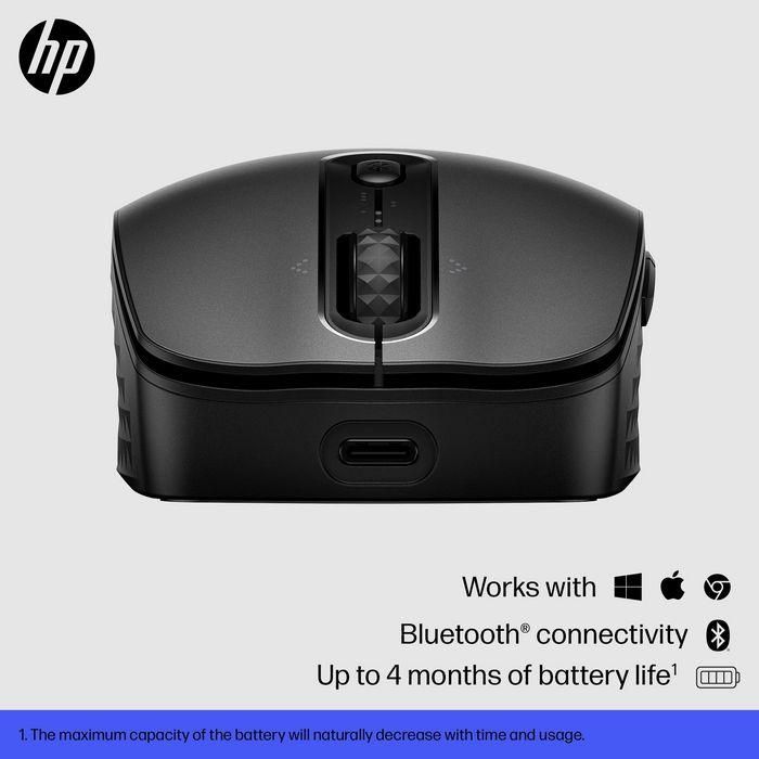 HP Ratón 695 Inalámbrico Bluetooth Recargable Negro Óptico 4000 DPI 7 Botones 7