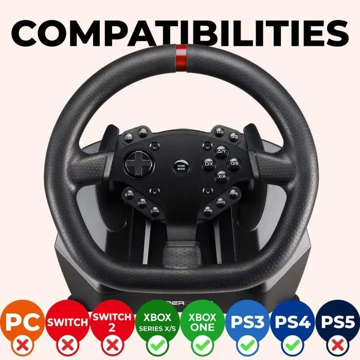 Subsonic Volante de Carreras GS950-X, 900°, Palanca de Cambios Manual, 3 Pedales, Levas 2