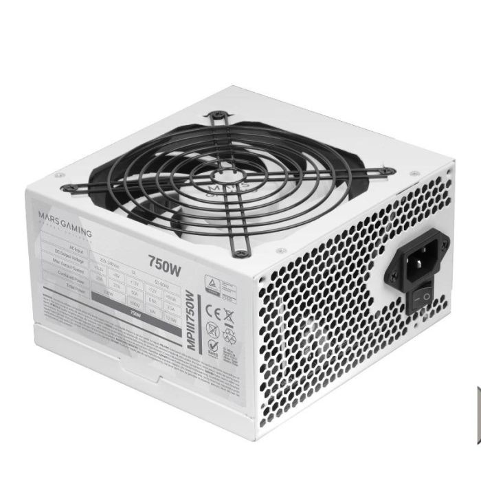 Mars Gaming MPIII750W Fuente de Alimentación 750W ATX Ventilador 120mm Silenciosa AI-RPM Cables Planos, 5 Años Garantía