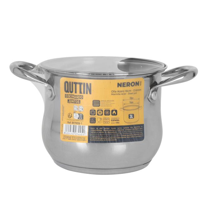 Olla New Neron 18 cm (3L) Acero Inoxidable Inde (4 Unidades) 4 Olla New Neron 18 cm (3L) Acero Inoxidable Inde (4 Unidades) 4