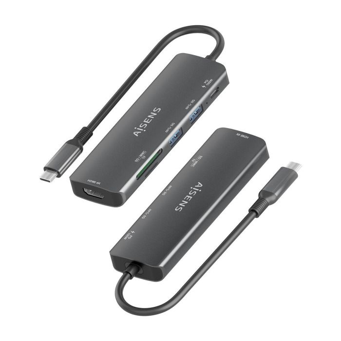 Hub USB Aisens USB-C DOCK 6 EN 1 GRIS Gris 100 W 19