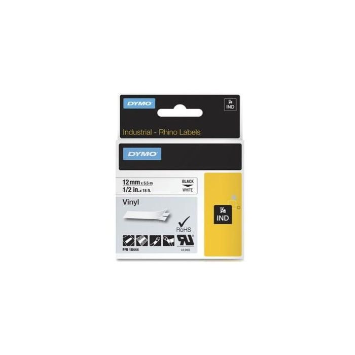 DYMO RHINO Cinta ID1-12 Negro/blanco vinilo DYMO RHINO Cinta ID1-12 Negro/blanco vinilo