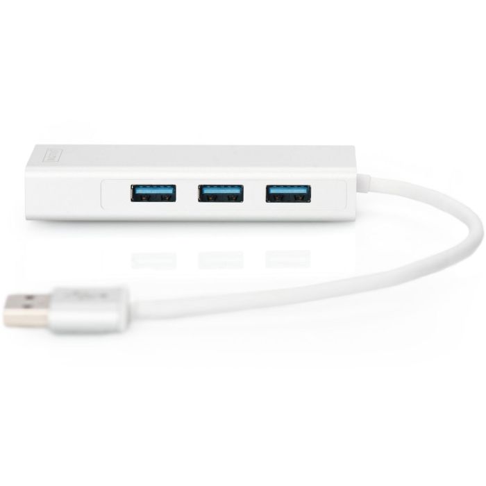 DIGITUS Adaptador USB-Hub 3 Puertos USB 3.0 + 1 Puerto LAN Gigabit Ethernet Plata Blanco 2