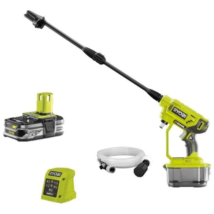 Pistola de alta presión inalámbrica RYOBI ONE+ 18V RY18PW22A-125 - 22 bares - 182 L - 1 batería 18V 2,5 Ah y 1 cargador 1,5 A 1 Pistola de alta presión inalámbrica RYOBI ONE+ 18V RY18PW22A-125 - 22 bares - 182 L - 1 batería 18V 2,5 Ah y 1 cargador 1,5 A 1
