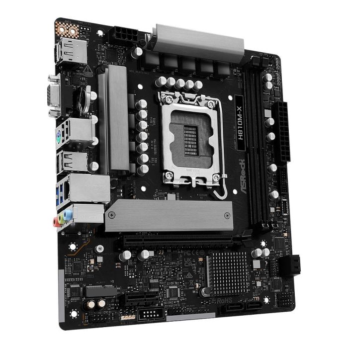 ASRock H810M-X, Placa Base para PC, Socket LGA 1851, Compatible con Intel Core Ultra Series 2, DDR5-SDRAM, Micro ATX