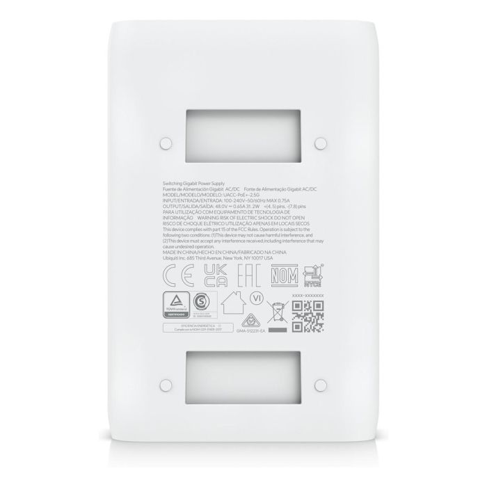 Ubiquiti Adaptador 2.5G PoE+ (30W), 48V DC / 0.65A, Multi-Gigabit LAN para dispositivos UniFi 6
