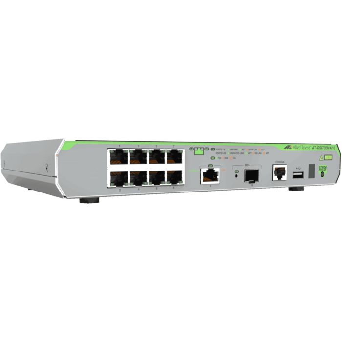 Allied Telesis L3 Gigabit Switch 8x 10/100/1000-T 1x 1/2.5/5/10G-T 1x SFP+ Ports PSU Fijo Cable EU