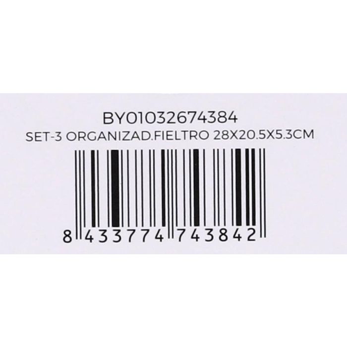 Confortime Set de 3 Organizadores de Fieltro 28 x 20.5 x 5.3 cm (6 Unidades) 9