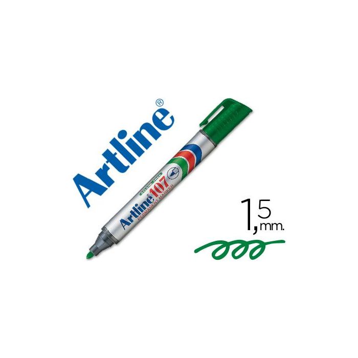 Rotulador Artline Marcador Permanente 107 Verde Punta Redonda 12 unidades