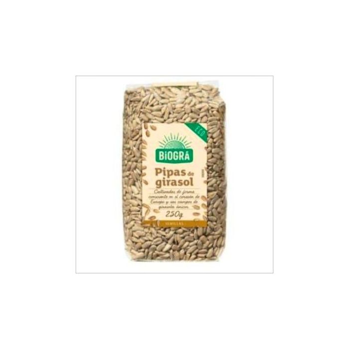 BIOGRA Pipas de Girasol Peladas Bio 500g - Fuente de Fibra, Sin Sal y Sin Azúcares Añadidos