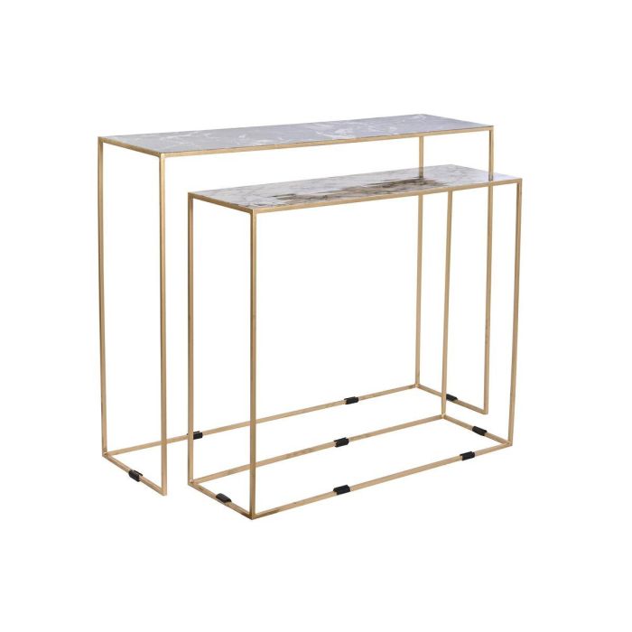 Juego de 2 mesas DKD Home Decor Blanco Negro Dorado 100 x 28 x 80 cm 3 Juego de 2 mesas DKD Home Decor Blanco Negro Dorado 100 x 28 x 80 cm 3