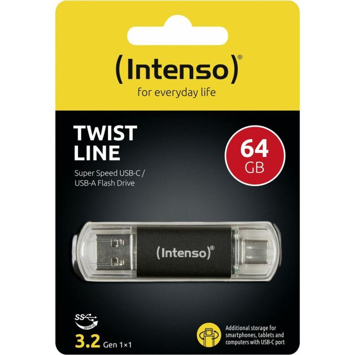 Intenso Memoria USB 3.2 64GB Twist Line A+C, Aluminio, Hasta 70 MB/s 11 Intenso Memoria USB 3.2 64GB Twist Line A+C, Aluminio, Hasta 70 MB/s 11