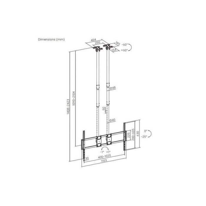 Soporte de Techo Inclinable/ Giratorio/ Nivelable Aisens CT120TLE-395 para TV de 60-120"/ hasta 120kg 4 Soporte de Techo Inclinable/ Giratorio/ Nivelable Aisens CT120TLE-395 para TV de 60-120"/ hasta 120kg 4