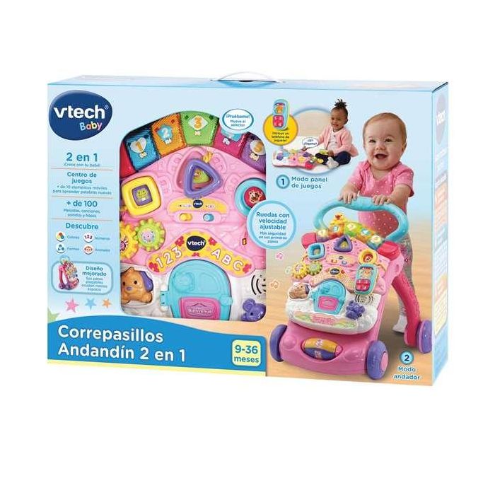 Vtech Andador Comienzandar 2 en 1 Rosa con Patas Plegables, Panel Extraíble, Luces y Sonidos 8 Vtech Andador Comienzandar 2 en 1 Rosa con Patas Plegables, Panel Extraíble, Luces y Sonidos 8