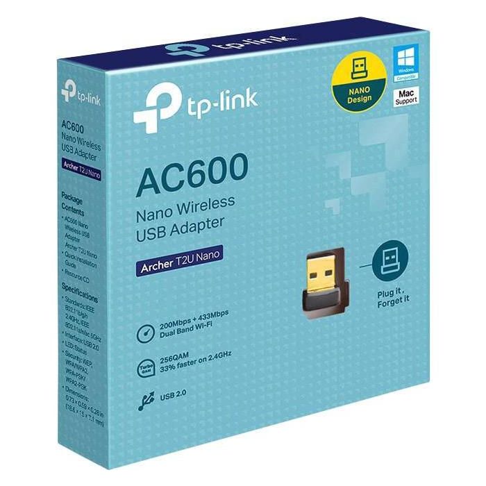 TP-Link Archer T2U Nano AC600 Adaptador WiFi USB Nano Doble Banda 5GHz/2.4GHz Alta Velocidad 200/433 Mbps 1 TP-Link Archer T2U Nano AC600 Adaptador WiFi USB Nano Doble Banda 5GHz/2.4GHz Alta Velocidad 200/433 Mbps 1