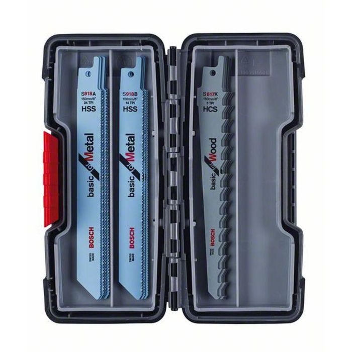 Bosch Hojas de Sierra de Calar Basic Madera y Metal, Juego 15 Piezas S 918 AF, S 918 BF, S 617 K 9