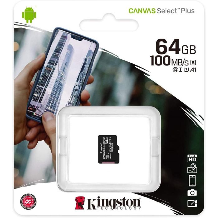 Tarjeta de Memoria Kingston CANVAS Select Plus 64GB microSD XC/ Clase 10/ 100MBs 1 Tarjeta de Memoria Kingston CANVAS Select Plus 64GB microSD XC/ Clase 10/ 100MBs 1