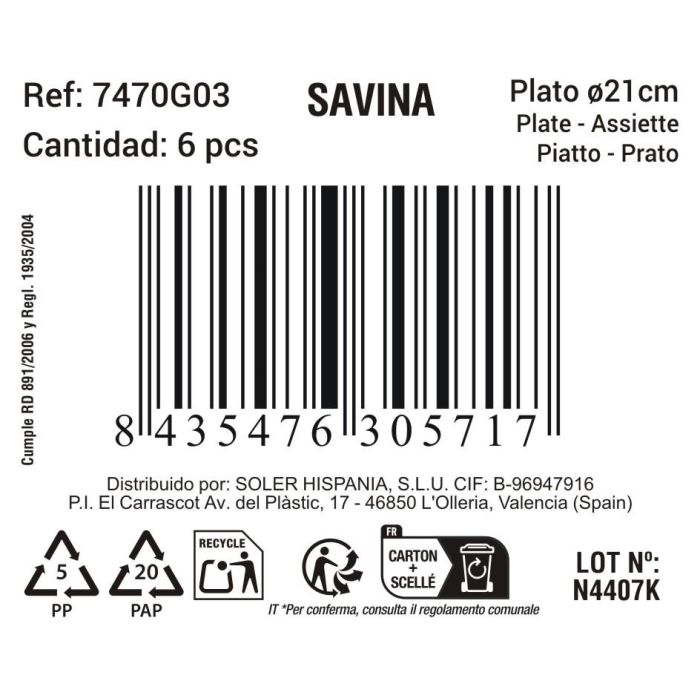 La Mediterranea Plato Savina Ø21 cm – Diseño moderno y elegante para tu mesa, ideal para uso diario o eventos especiales. (12 Unidades) 1