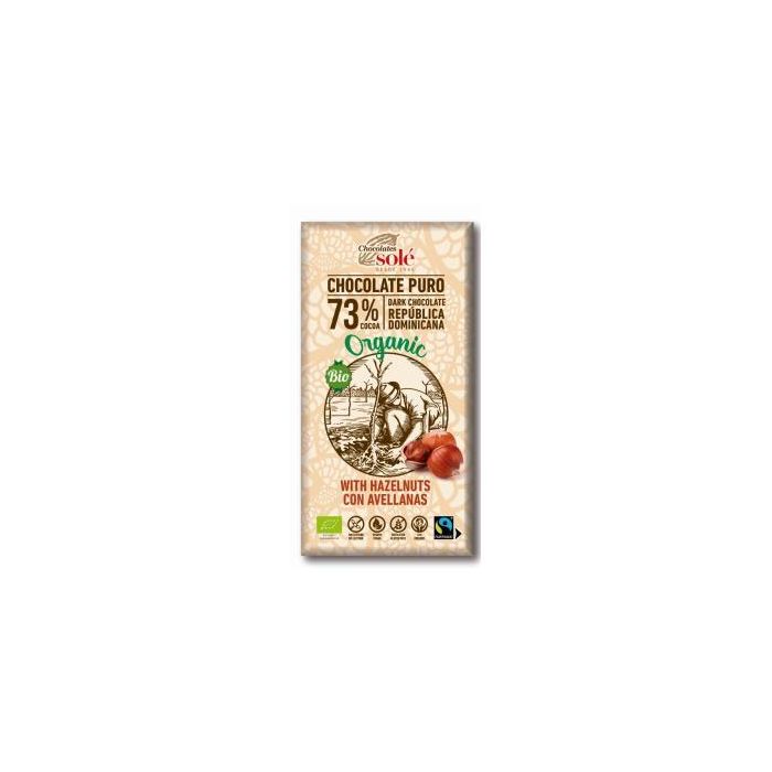 CHOCOLATES SOLE Chocolate Negro 73% con Avellanas 150g Ecológico Sin Gluten
