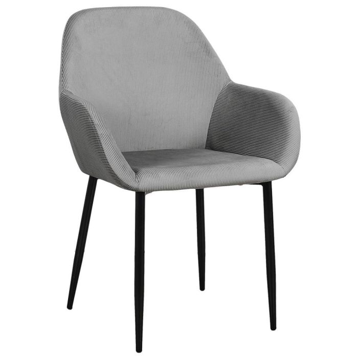 Home Deco Factory Butaca Gris Giulia - Estilo Escandinavo, Tapizado de Terciopelo, Patas de Metal