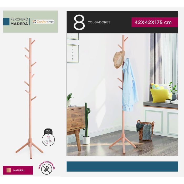 Perchero de madera de haya natural 175 cm - Confortime (6 Unidades) 4 Perchero de madera de haya natural 175 cm - Confortime (6 Unidades) 4