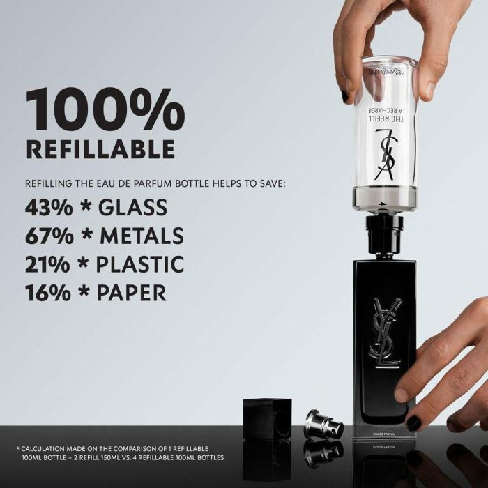 Yves Saint Laurent MYSLF Recarga Eau de Parfum Vaporizador para Hombre 150 ml. Aroma Floral Amaderado, Sostenible y Rellenable. 2