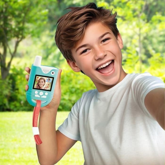 Canal Toys Walkie Talkies con Videollamada, Filtros y Efectos de Voz, Alcance 3 km, para 2 Jugadores, Edad +5 años, Azul y Rosa 3
