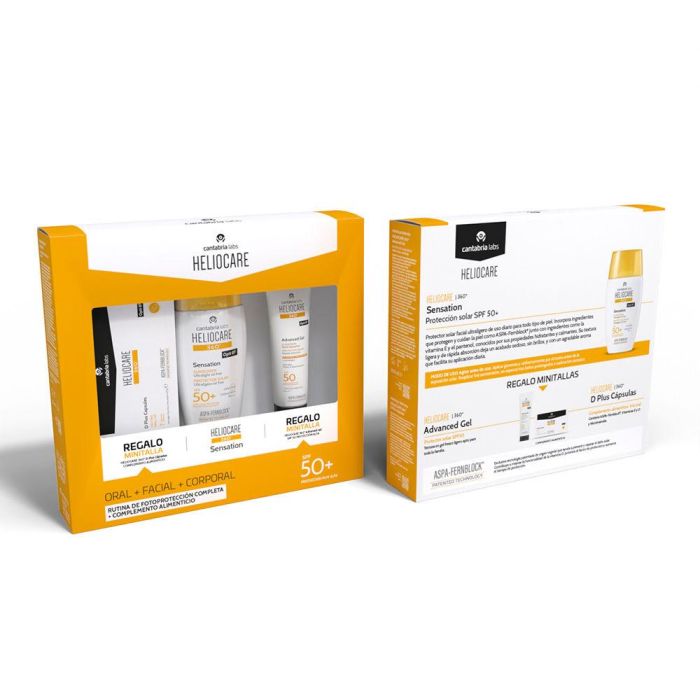 Heliocare 360° Sensation Set 3 pz: Protector Solar SPF50+ 50 ml + Protector Solar SPF50 + Cápsulas 7 u