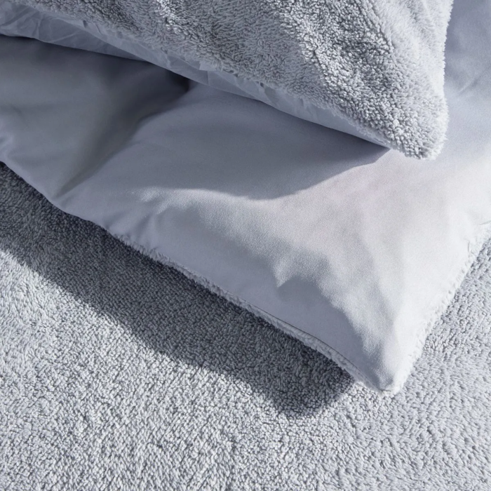 Today - Juego de Cama Hoy Teddy Doble 220 x 240 cm Gris Liso - TOD1741853272095