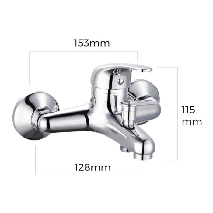 Edm Grifo monomando de bañera empotrado serie saona, cromado, latón y zinc, con mango de ducha 3 funciones y soporte 3 Edm Grifo monomando de bañera empotrado serie saona, cromado, latón y zinc, con mango de ducha 3 funciones y soporte 3