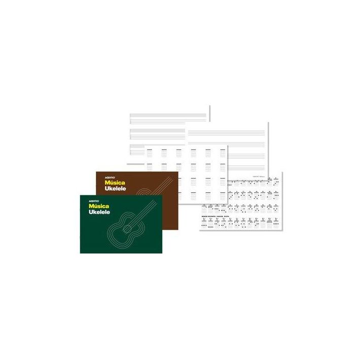 Bloc De Musica Additio Ukelele 4 Tetragramas 24X16.8 Y Vademecun De Acordes 30 unidades
