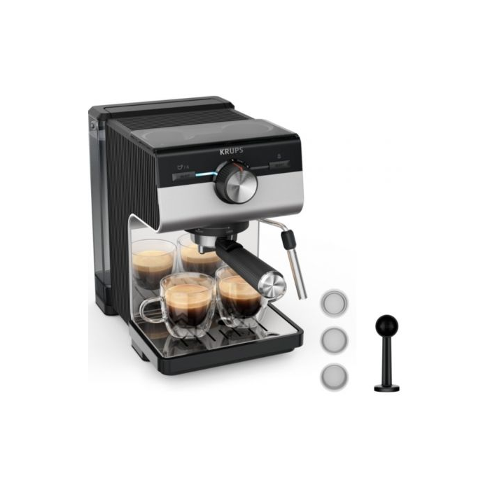 Cafetera Expreso Krups Authentic+ XP384E10/ 1450W/ 15 Bares/ Plateada 0 Cafetera Expreso Krups Authentic+ XP384E10/ 1450W/ 15 Bares/ Plateada 0