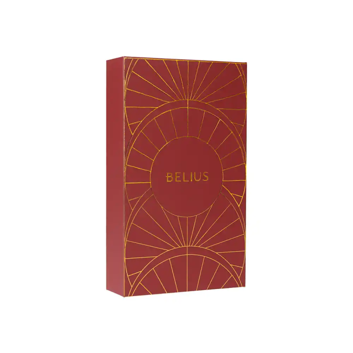 Belius Bolígrafo y Estuche Soirée Art Deco Granate y Dorado Tinta Azul Caja de Diseño 3