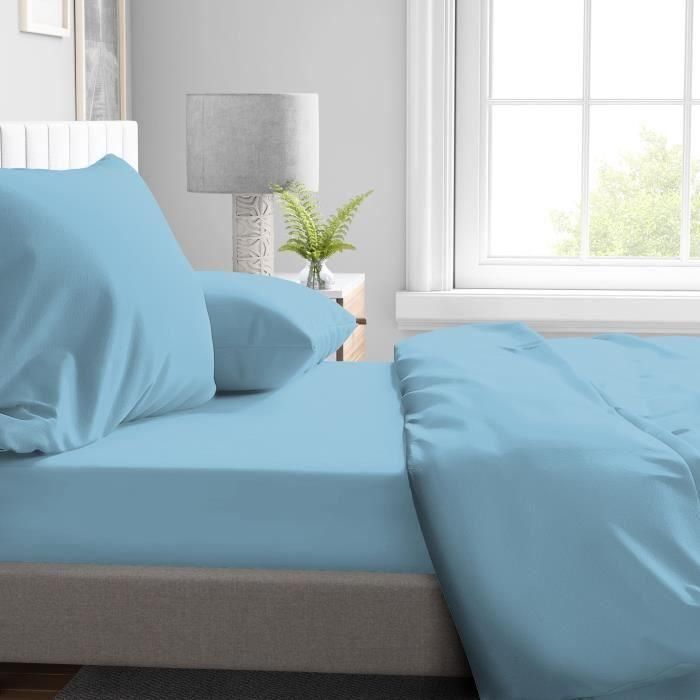 Sábana bajera ajustable - HOME LINGE PASSION - HP72121 - Microfibra 82 g - 180 x 200 cm - Bolsillo de 30 cm - Azul cielo 1 Sábana bajera ajustable - HOME LINGE PASSION - HP72121 - Microfibra 82 g - 180 x 200 cm - Bolsillo de 30 cm - Azul cielo 1