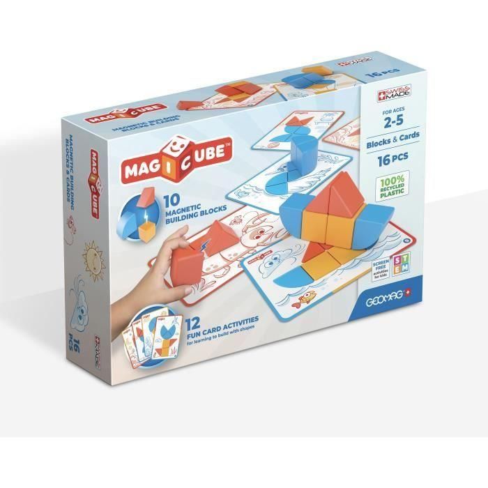 Bloques magnéticos - GEOMAG - Bloques y tarjetas Magicube - 16 piezas - Educativo - Plástico reciclado Bloques magnéticos - GEOMAG - Bloques y tarjetas Magicube - 16 piezas - Educativo - Plástico reciclado