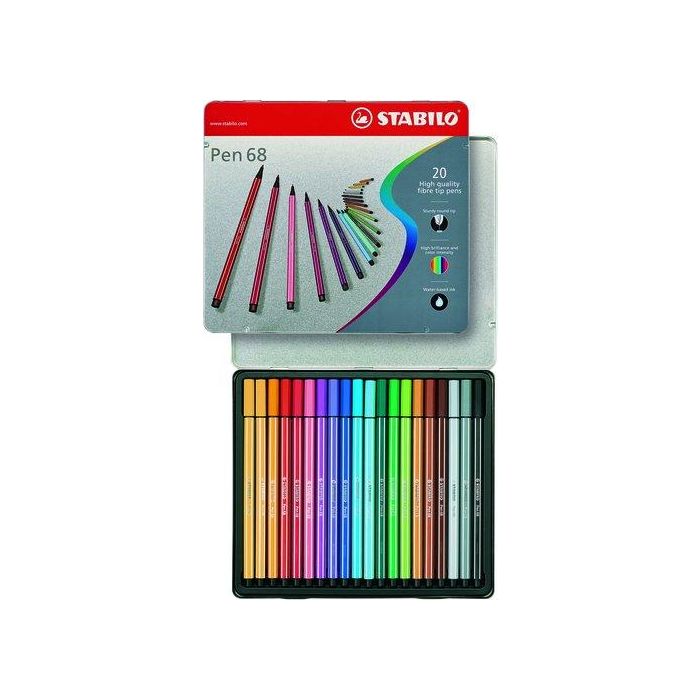 Rotulador Fibra Stabilo Pen 68 Caja Metalica De 20