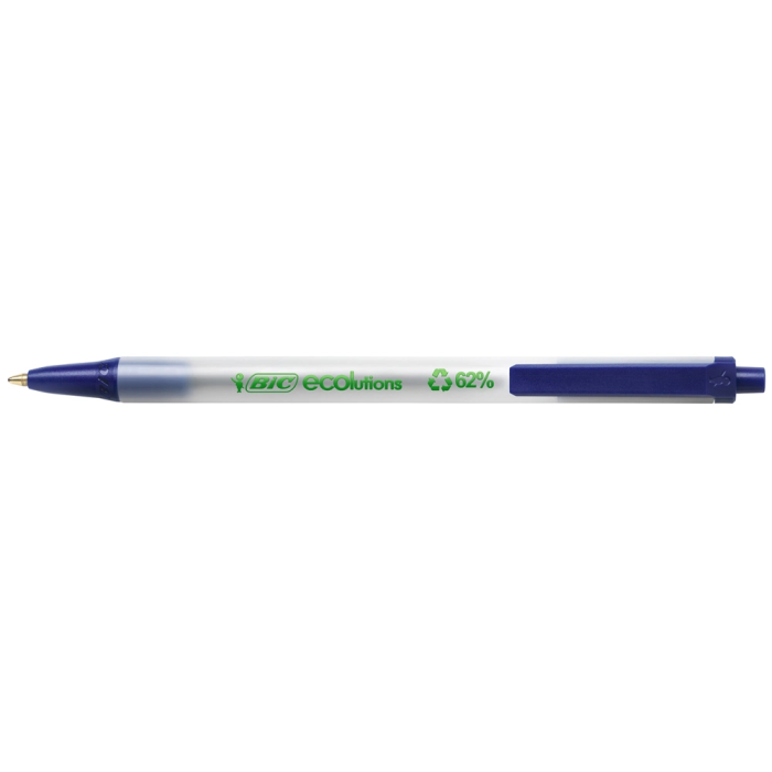Bic Ecolutions Clic Stic Bolígrafo Reciclado Retráctil Punta Media Azul Tinta Base Aceite 1mm NF Environement 1